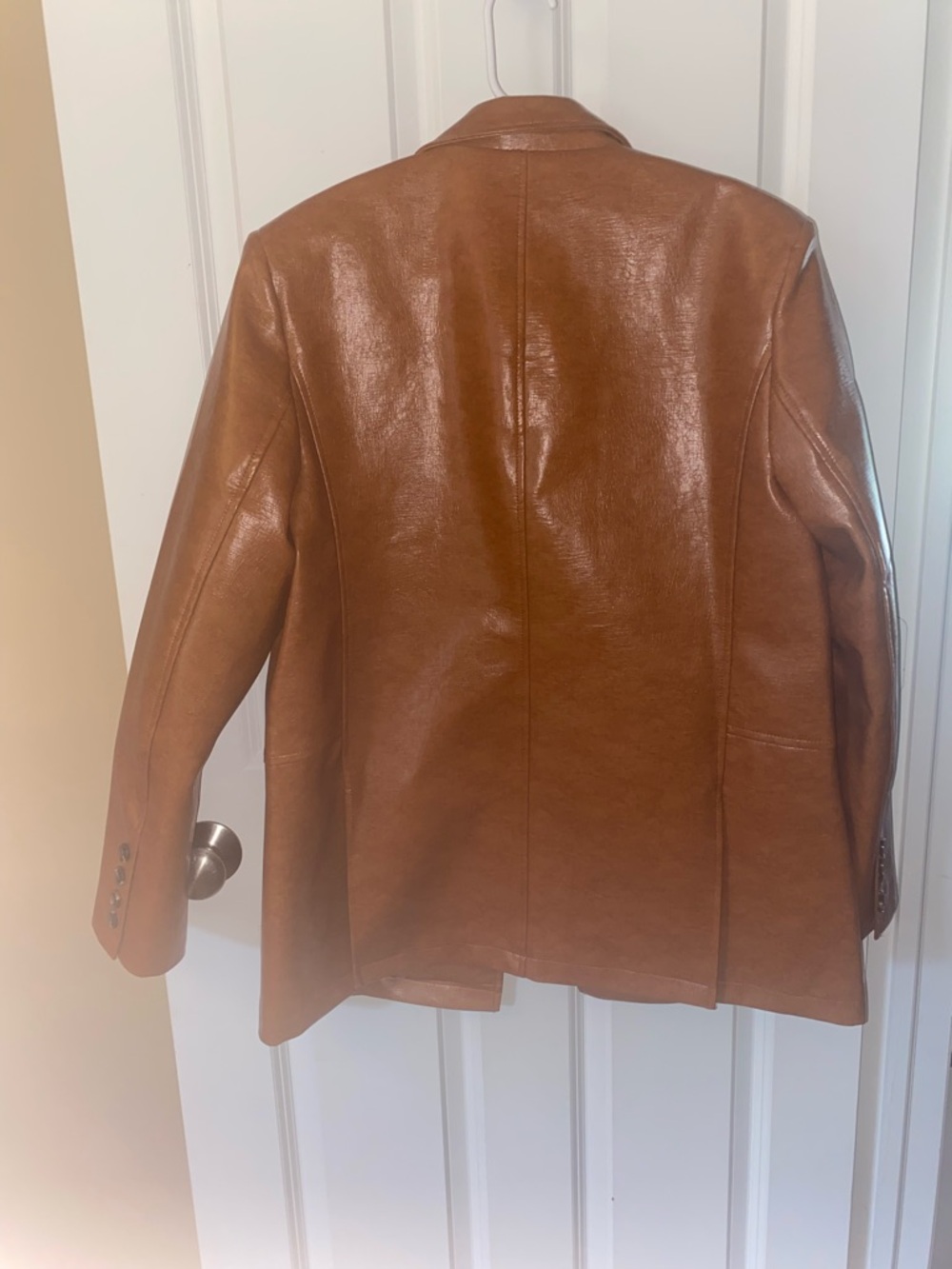 Maeve Cognac Brown Leather Blazer Jacket - Picture 9 of 9